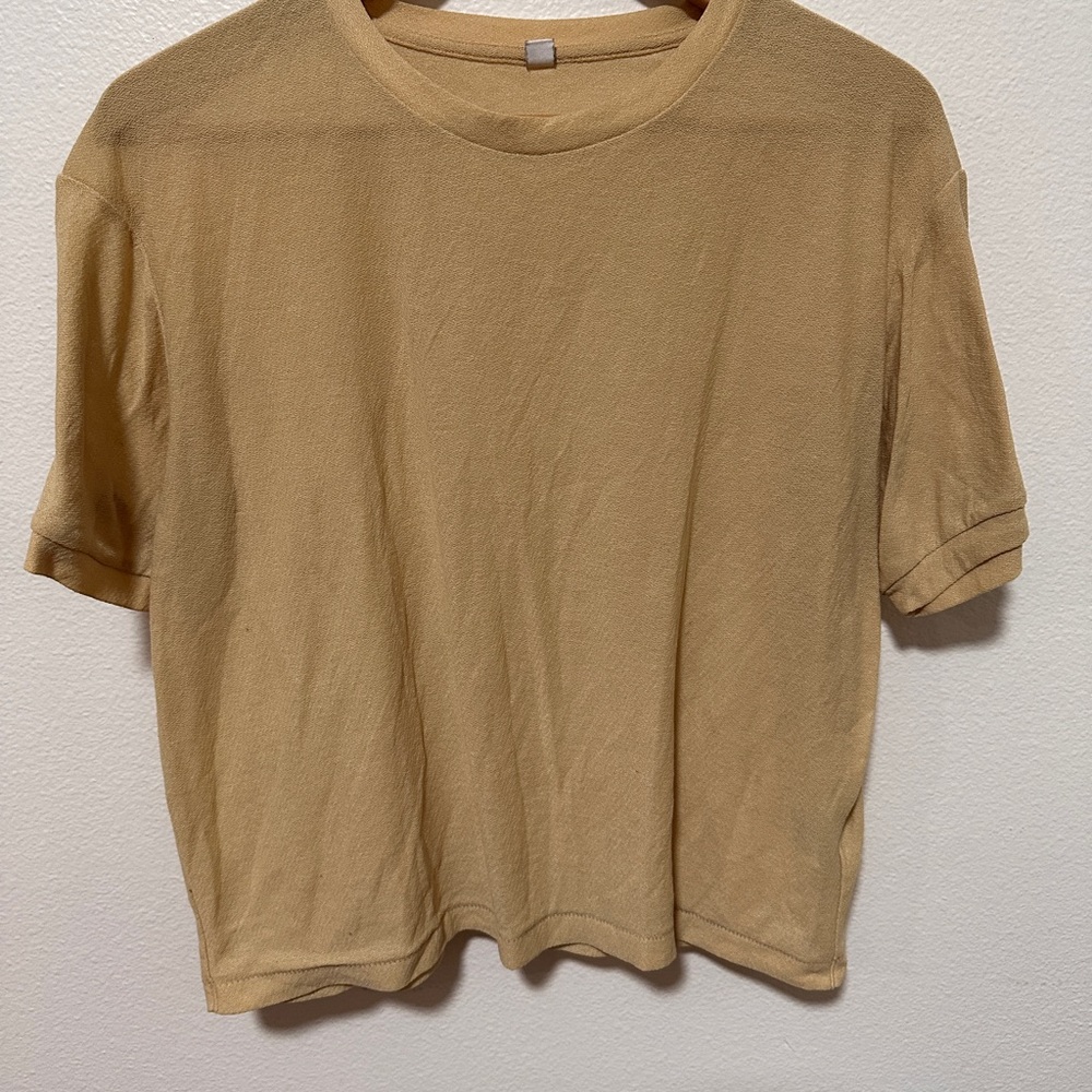 Uniqlo Yellow-Beige Sheer Short Sleeve Tee